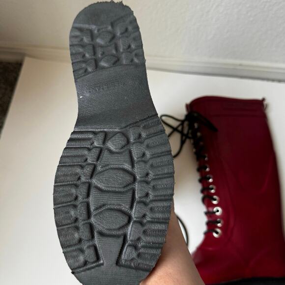Ilse Jacobsen Hornbaek Tall Lace Up Red Rubber Boots Women’s 37 US 7 Handmade - Picture 9 of 12